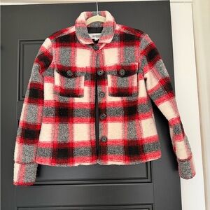 BB Dakota Steve Madden Red and Gray Plaid Coat cropped